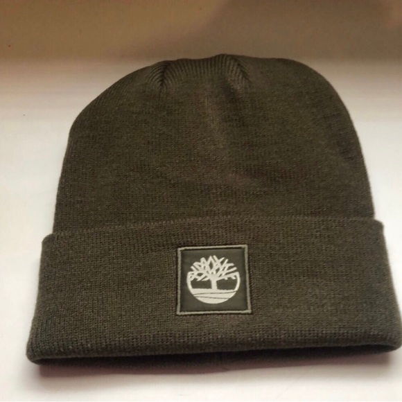New Men’s Hat Timberland Winter Hat Mens Olive Green Cuffed Knit Beanie Hat - Picture 2 of 10